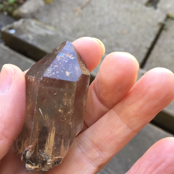 Golden Rutilated Smokey Quartz with Hematite - Picture 6 of 9